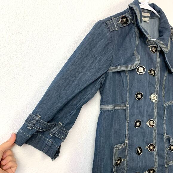 Vintage Christopher & Banks Long Oversized Button Peacoat Jacket Womens Small - Picture 2 of 6